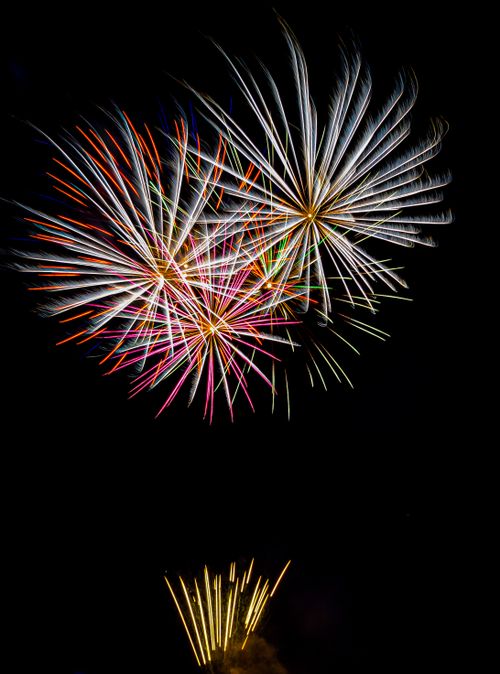 Free Vibrant fireworks explode beautifully against a dark night sky in Gatesville, TX. Stock Photo