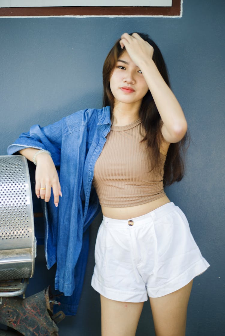 Portrait Of Beautiful Woman Wearing Summer Clothing