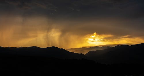 Silhouette of Mountains during Sunset