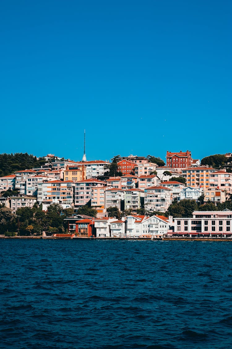 City Buildings Near Ocean Under The Blue Sky