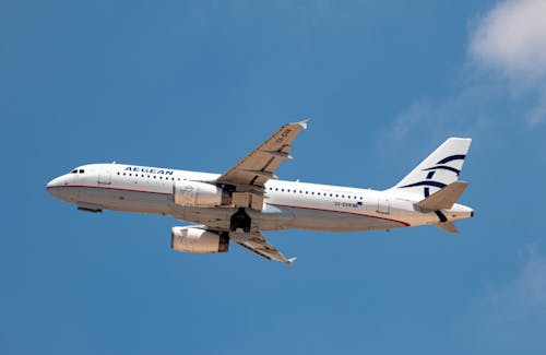 White Passenger Plane Flying in the Blue Sky
