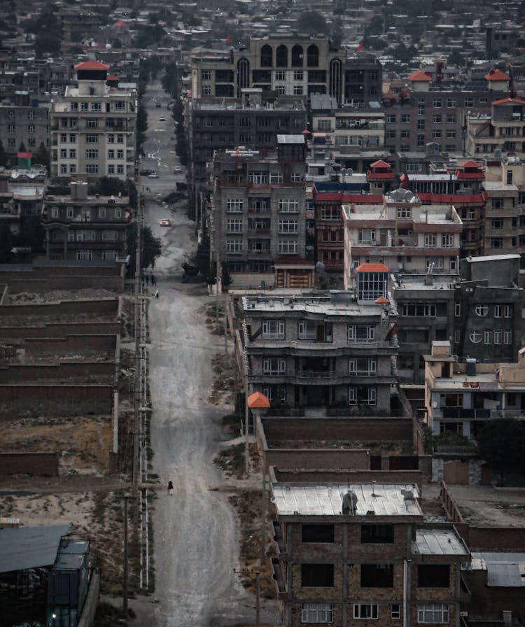 Aerial View Of Decaying Residential District 