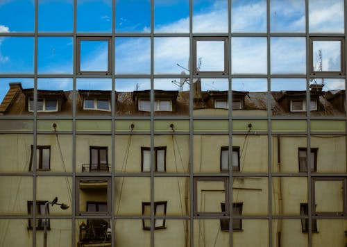 Old Building View Through Window Frame