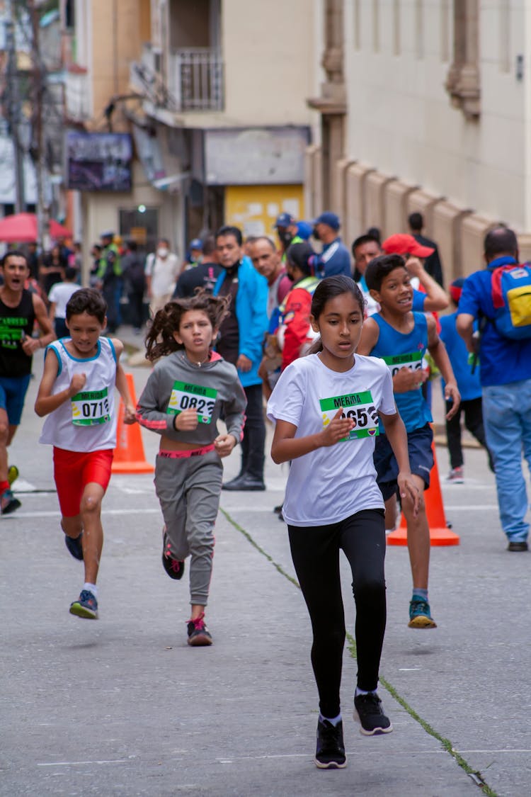 Children Running In A Marathon