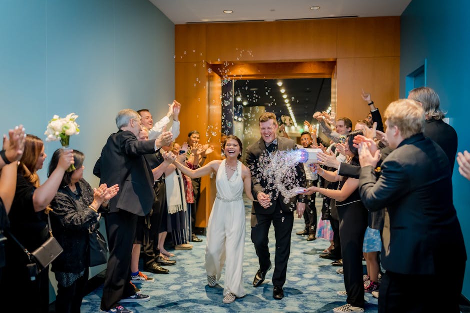 People Cheering the Newlyweds