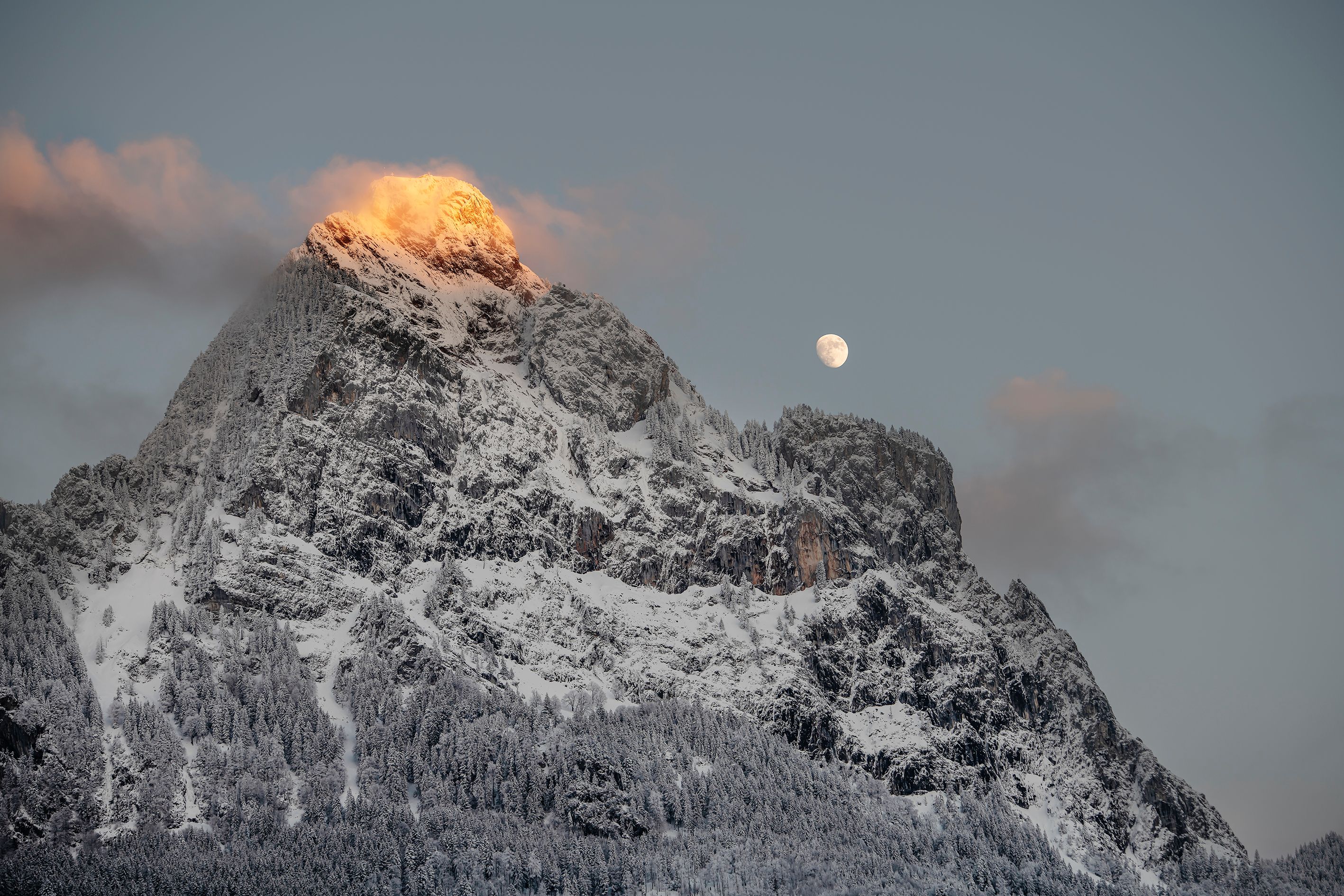 A Snow Covered Mountain during the Golden Hour · Free Stock Photo
