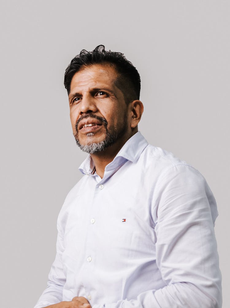 Man With Stubble Wearing Shirt