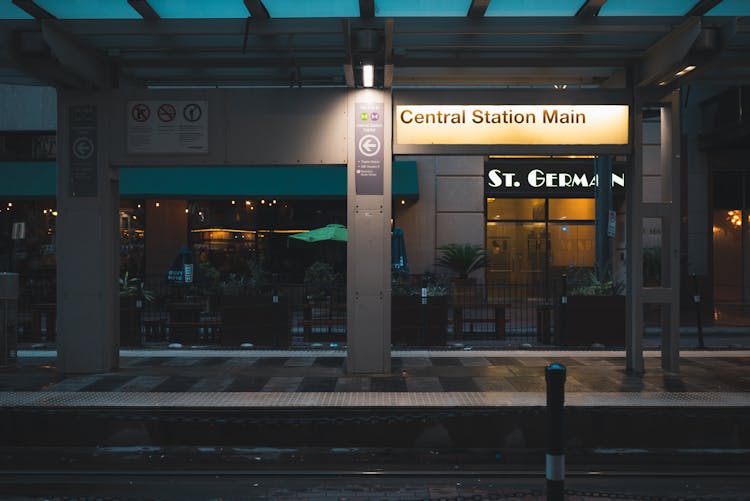 Empty Train Station At Night