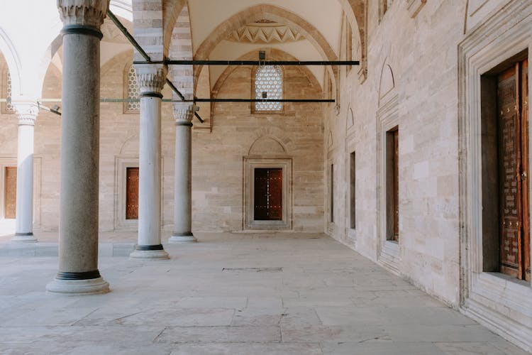 Outdoor Patio Of An Ancient Building