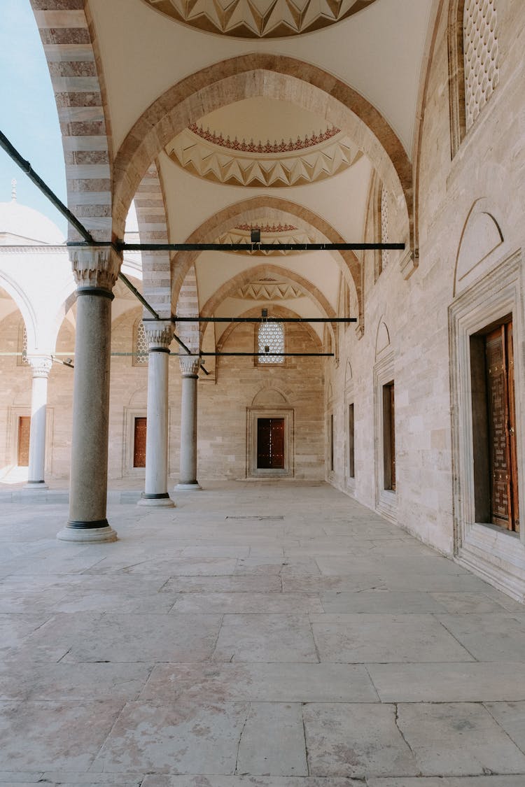 Outdoor Patio Of An Ancient Building