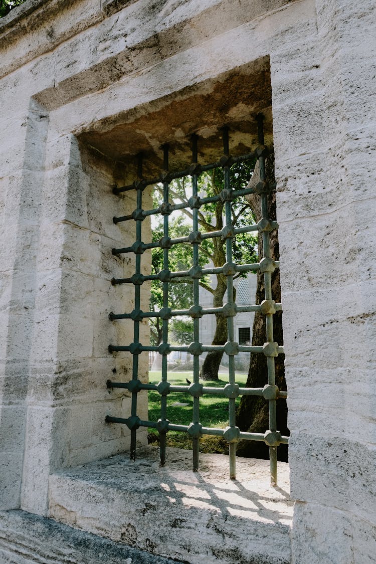 Metal Frame Window On Concrete Wall