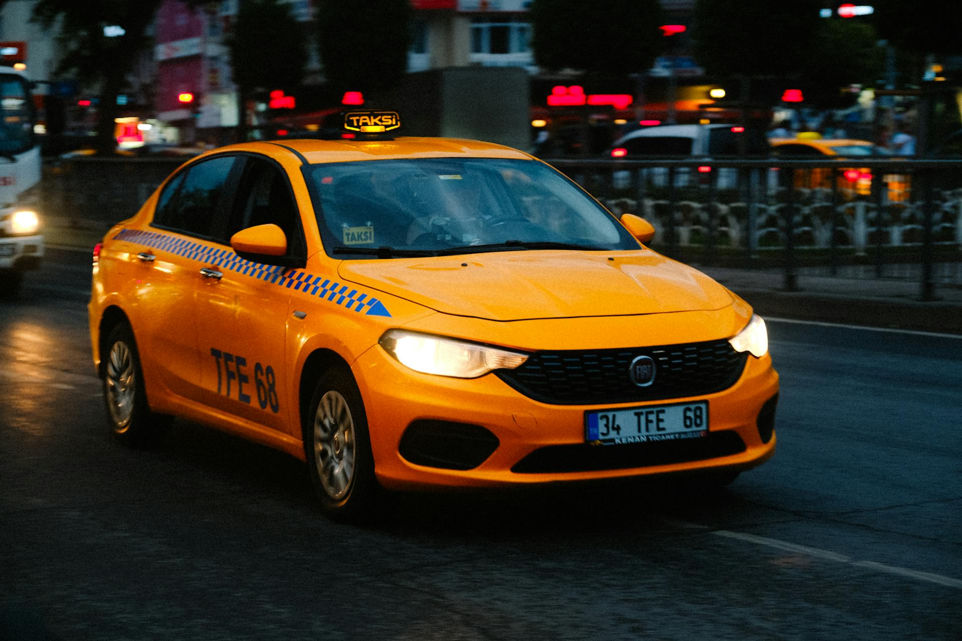 Taxi Car on City Street