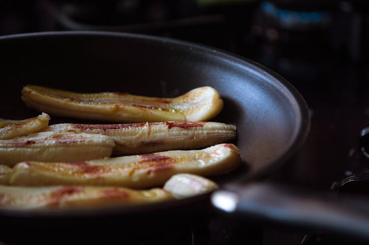 Fried Banana On Cooking Pan