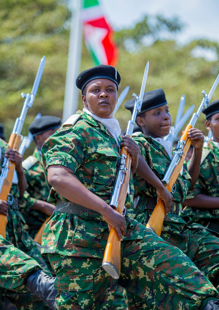 Soldiers Marching Together