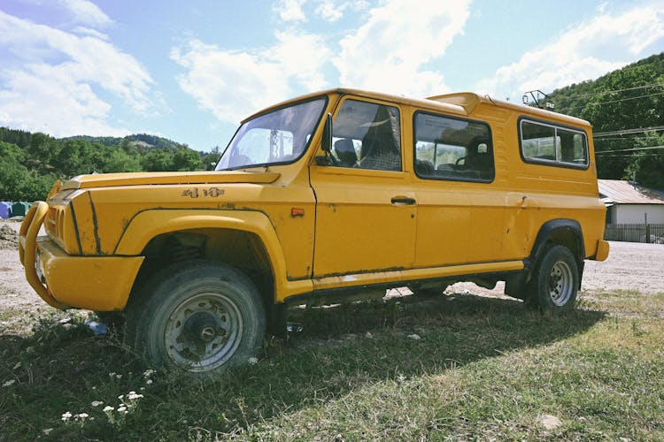 Old Offroad Car In Field