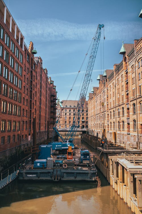 A Crane over a Canal in Hamburg