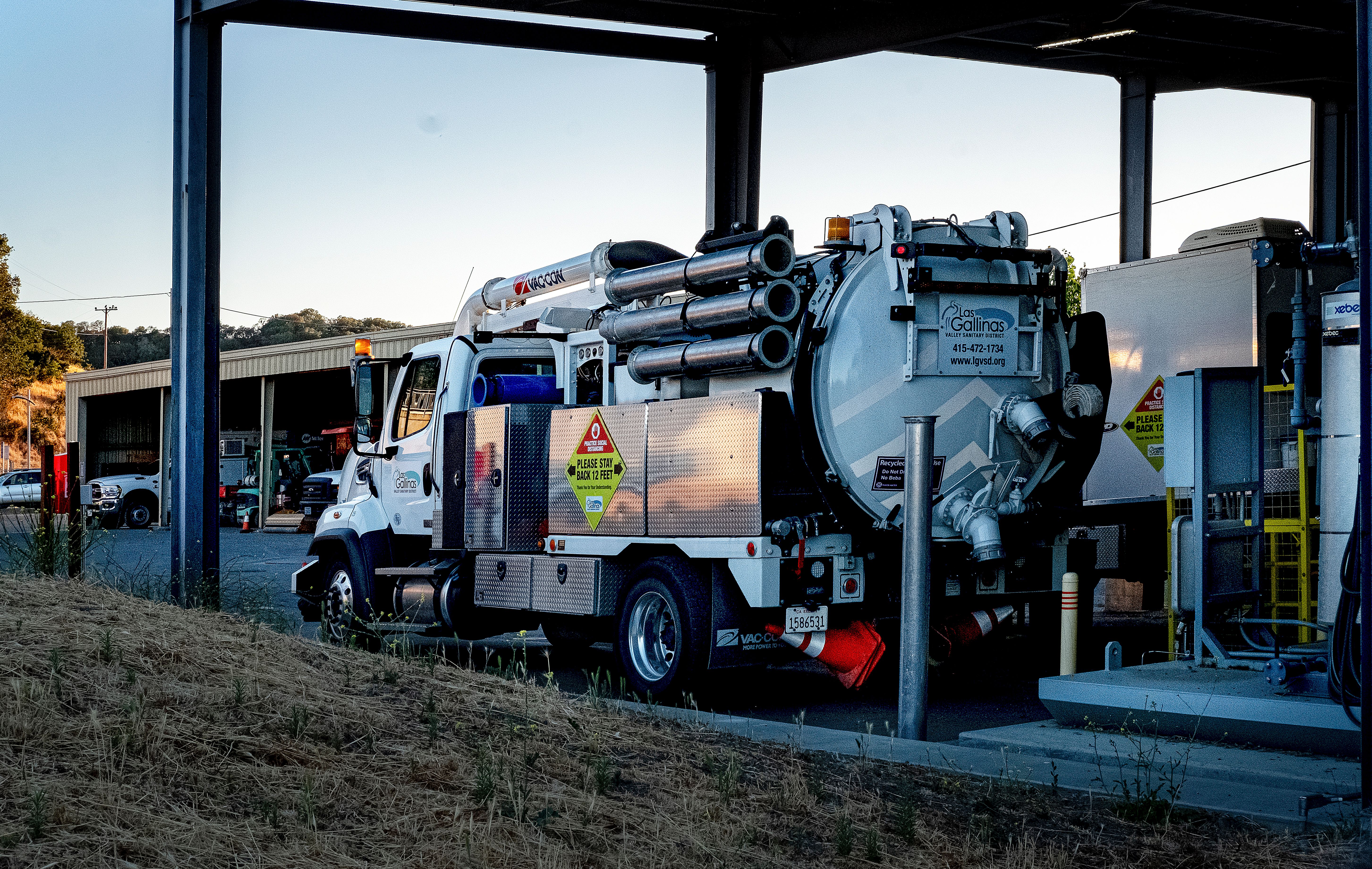 Fuel-industry service truck at an industrial facility