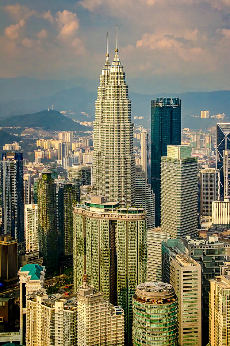 An Aerial Shot Of The Petronas Twin Towers