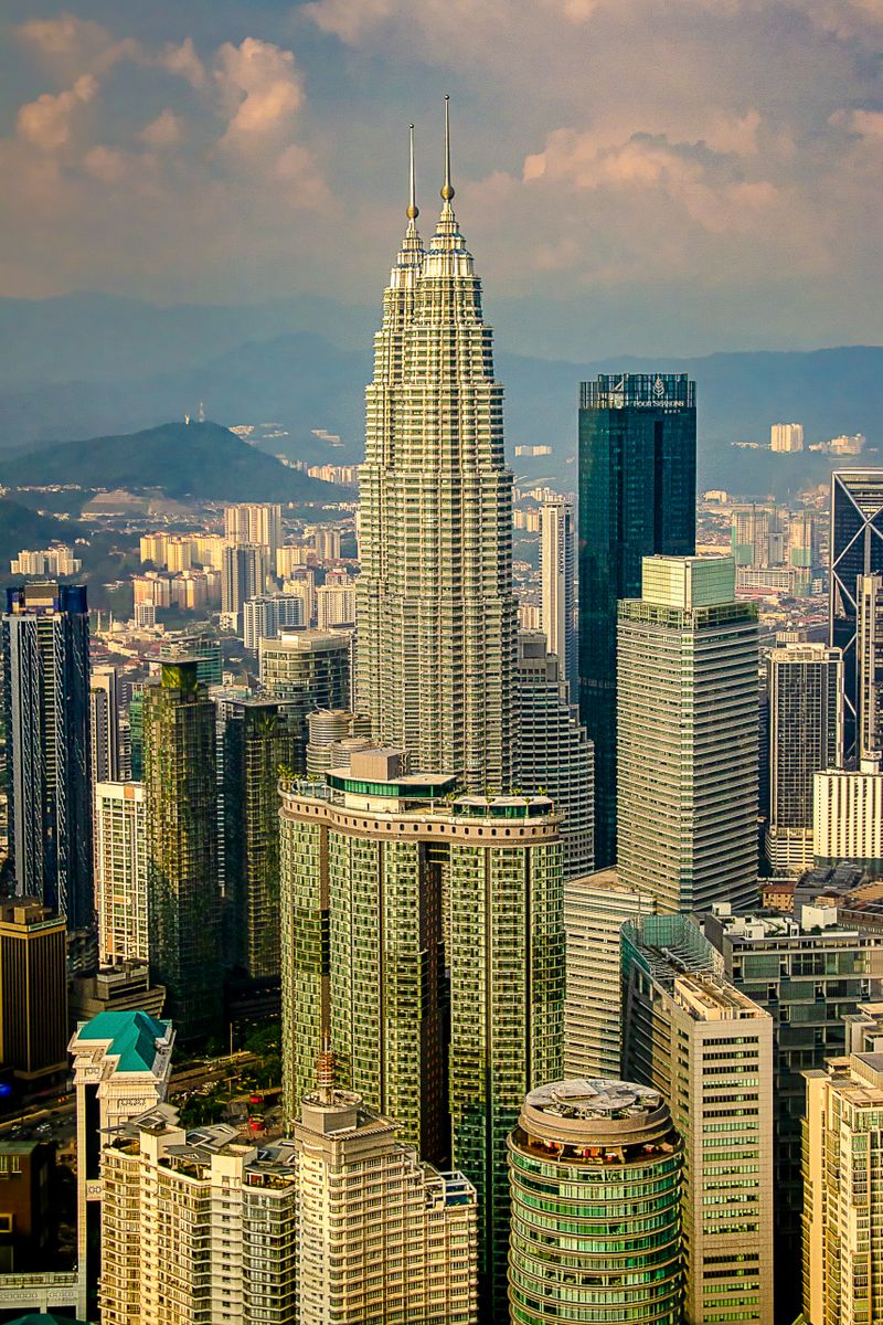 Aerial view of Petronas Towers in Kuala Lumpur