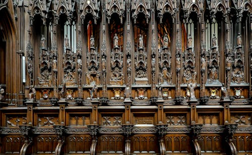 Free Ornate Woodwork in a Church Interior  Stock Photo