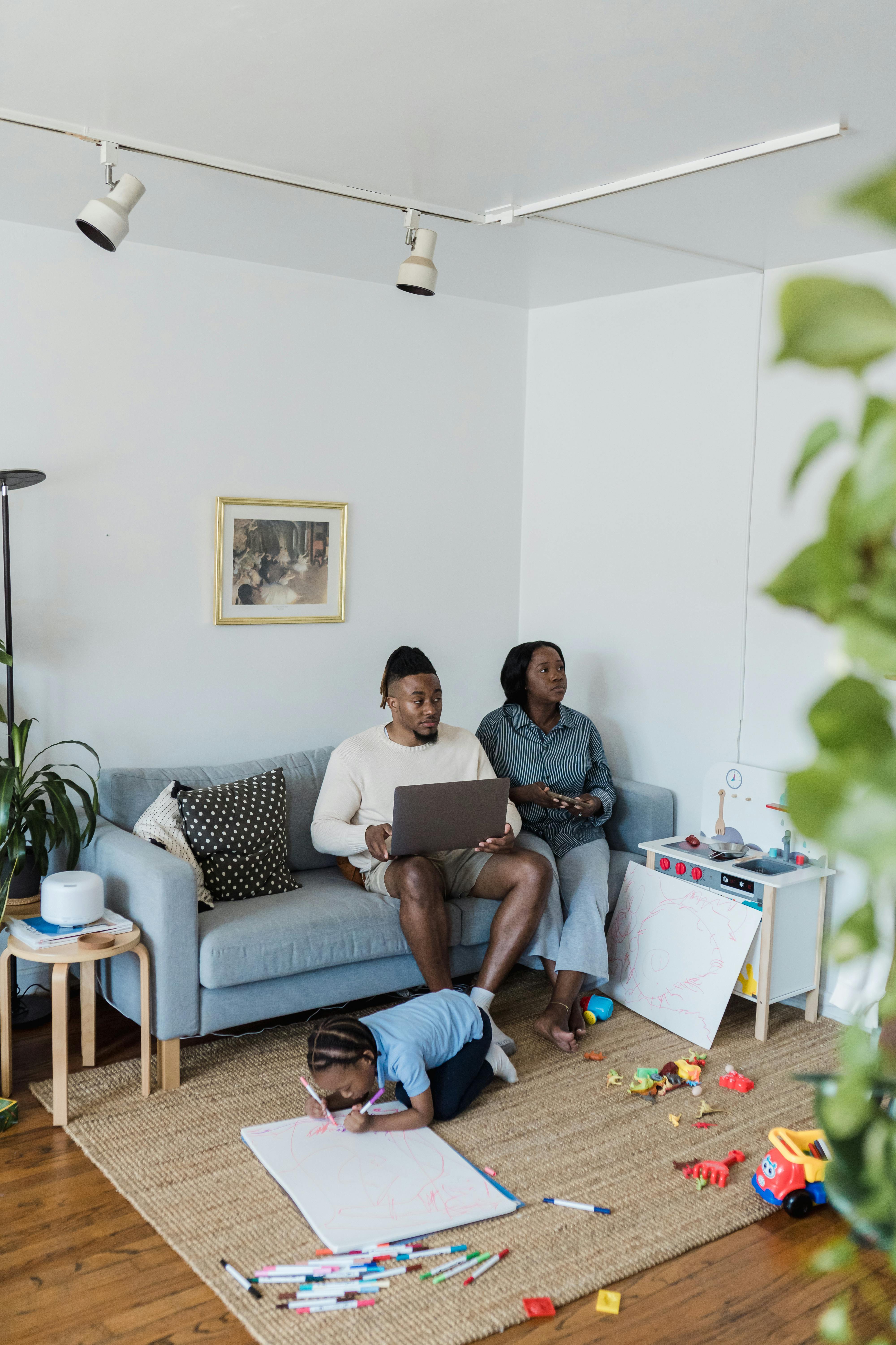 family in a living room