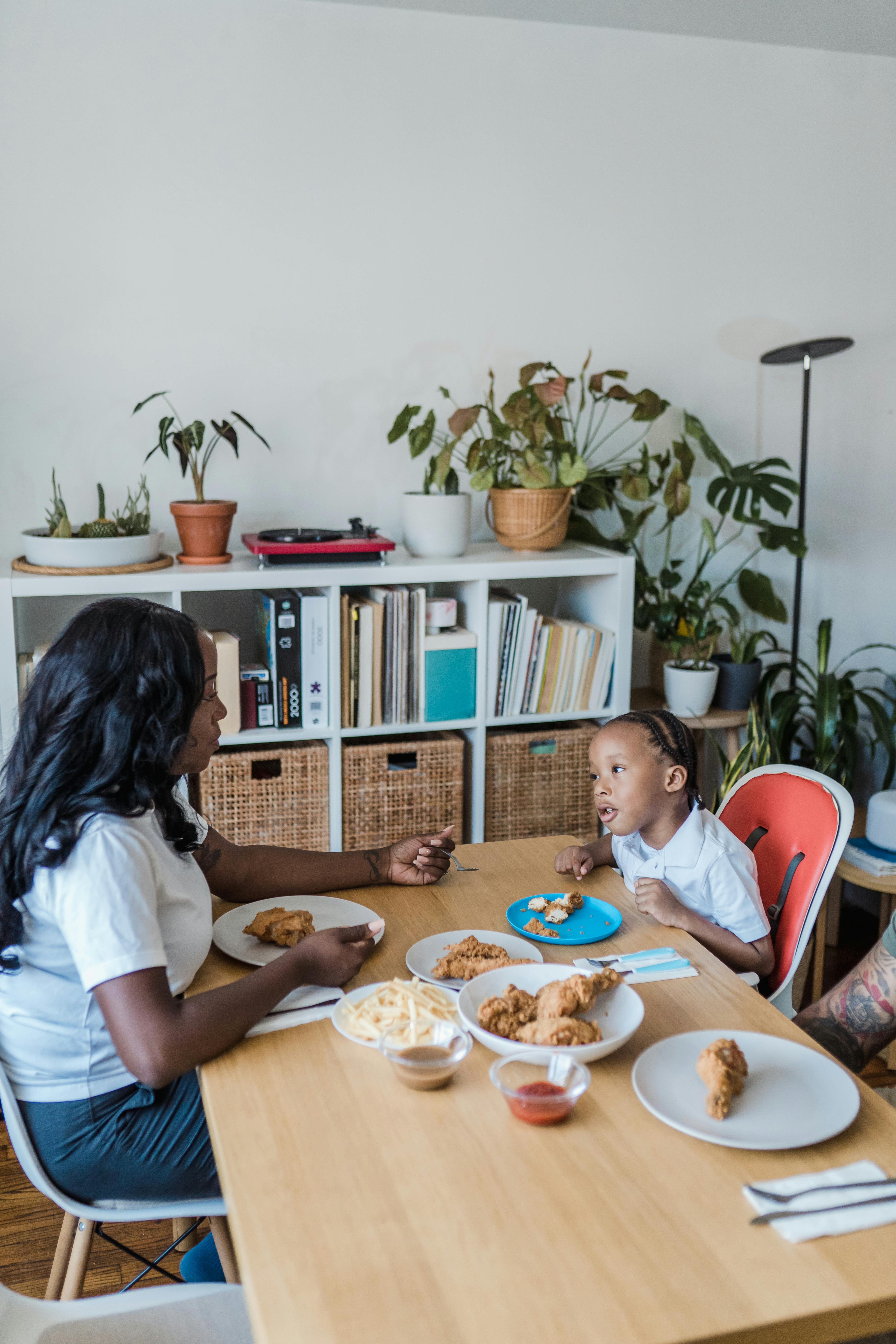 family eating dinner together