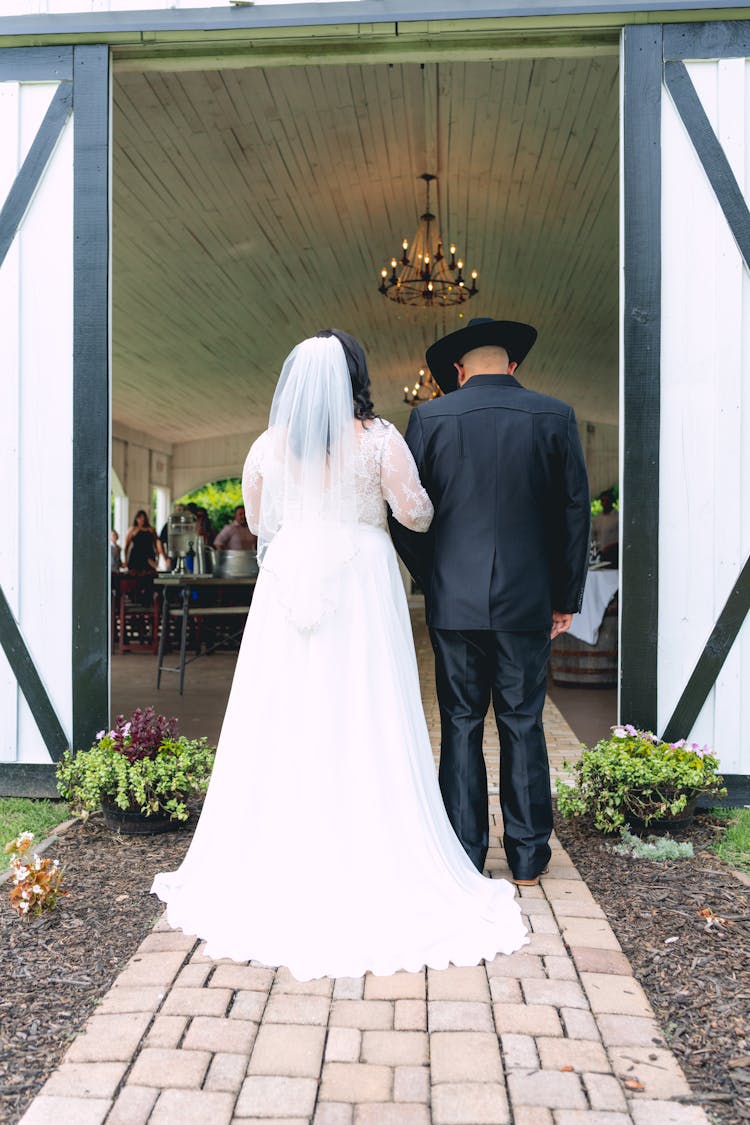 Bride Entering The Church With Her Father