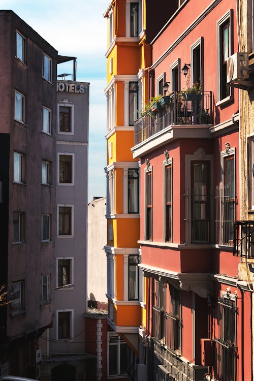 Exterior of Blocks of Flats and a Hotel in City 