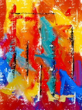 Explore the dynamic energy of vibrant colors in this abstract expressionist art piece.