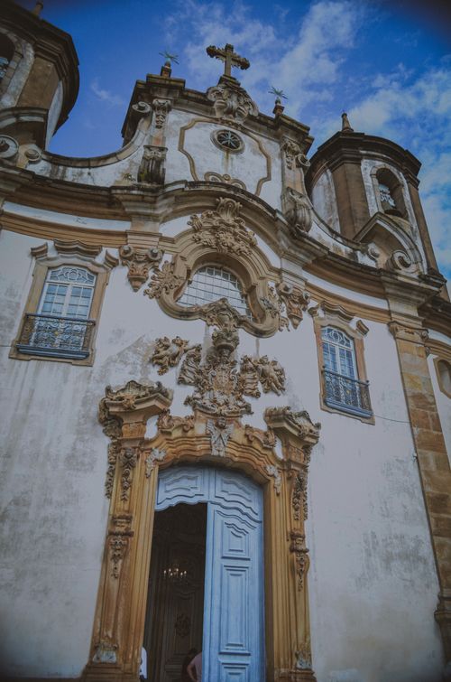 Free Stunning baroque church facade in Ouro Preto, Brazil. Stock Photo
