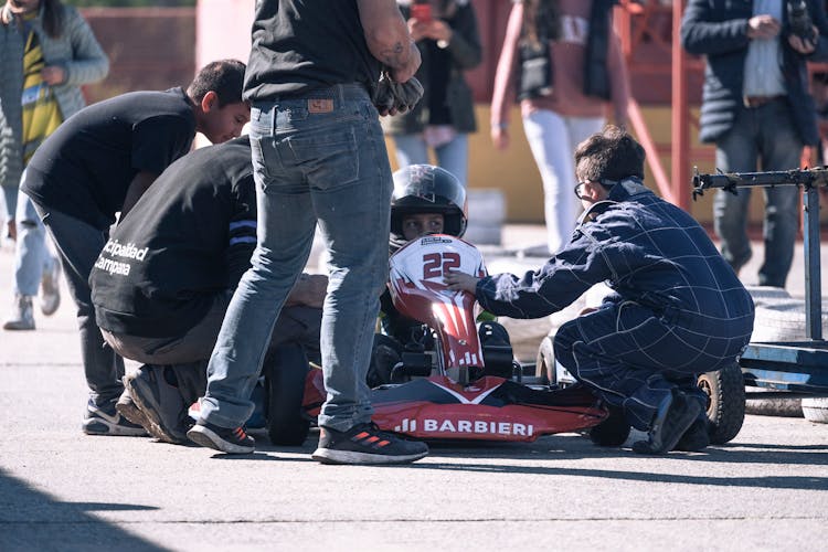 Kid Racing A Go Kart