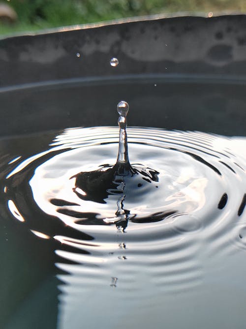 Close-up of a Drop Falling into the Water 