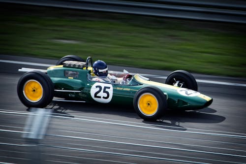 Timelapse Photography of Green and White Racing Vehicle on Lane