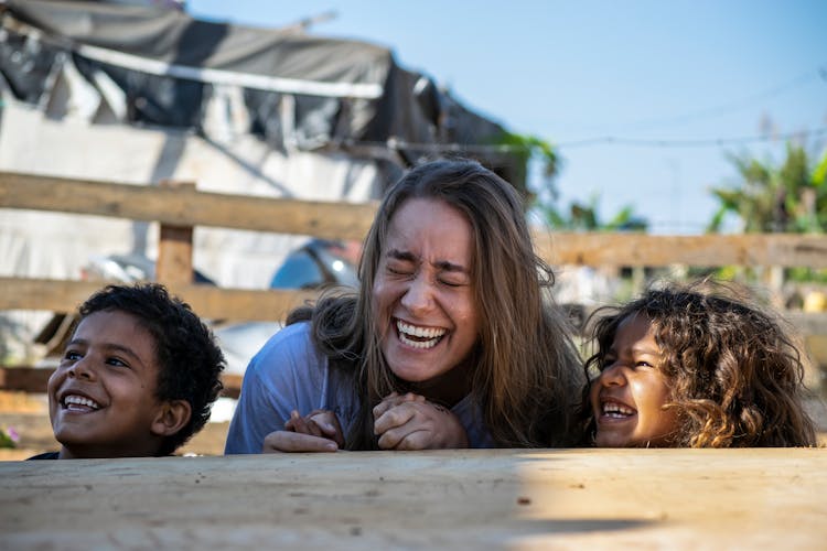 Woman And Children Laughing