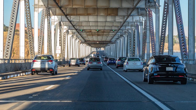 Cars Crossing A Bridge