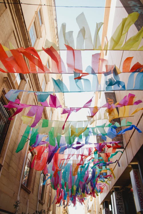 Free Buntings Above Pathway Stock Photo