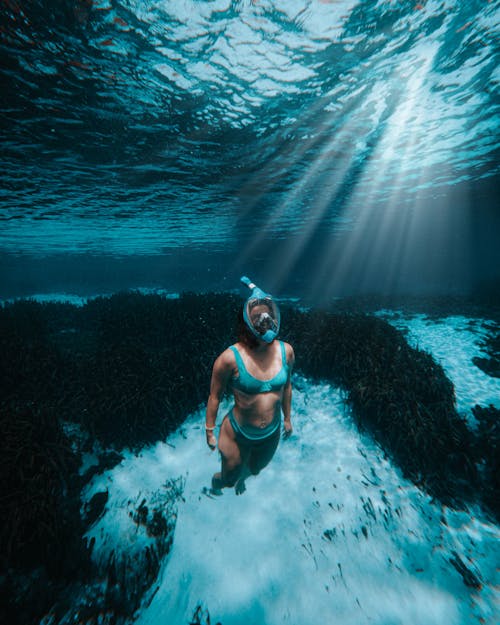 Free Woman Diving in Sea Stock Photo
