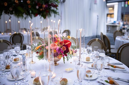 Free Table Settings in a Reception Stock Photo