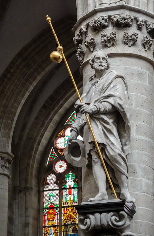 Statue at Cathedral of Saint Gudula in Brussels