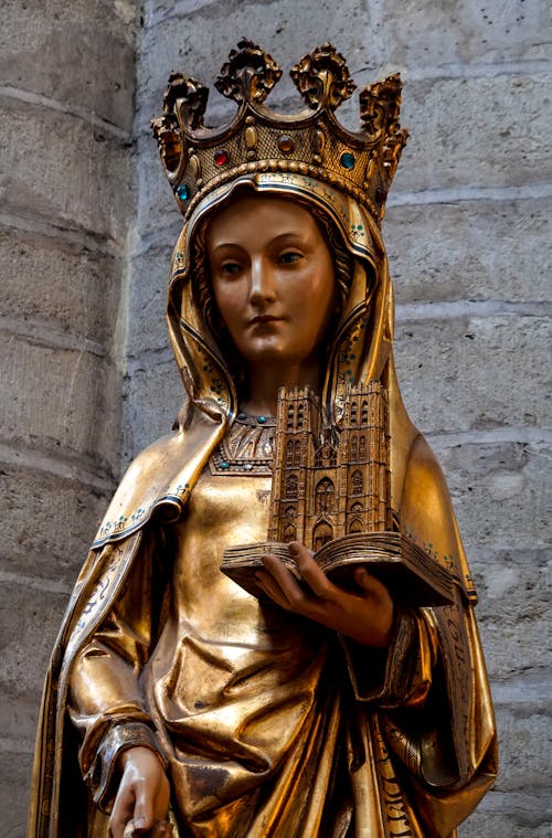 Virgin Mary Statue at Cathedral of Saint Gudula in Brussels