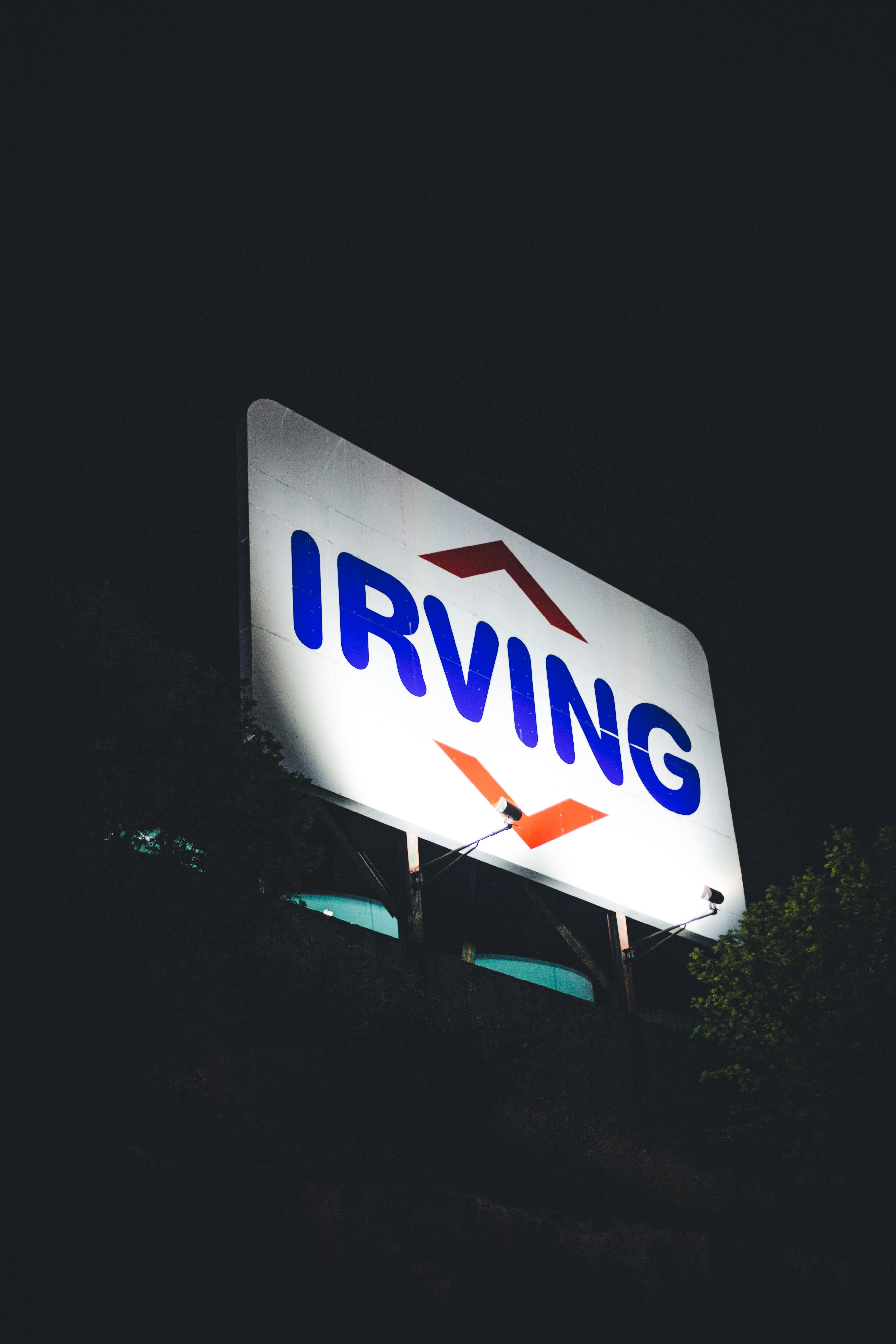 lighted billboard at night