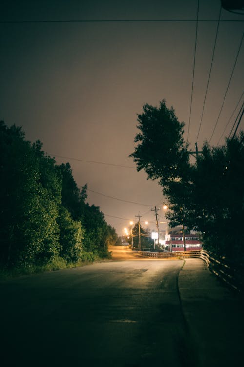 Free Lights on an Empty Road Stock Photo