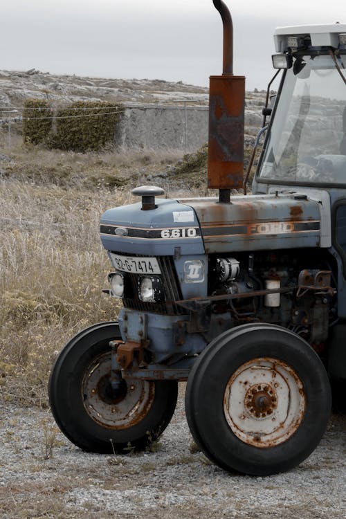Gray Tractor in the Farm