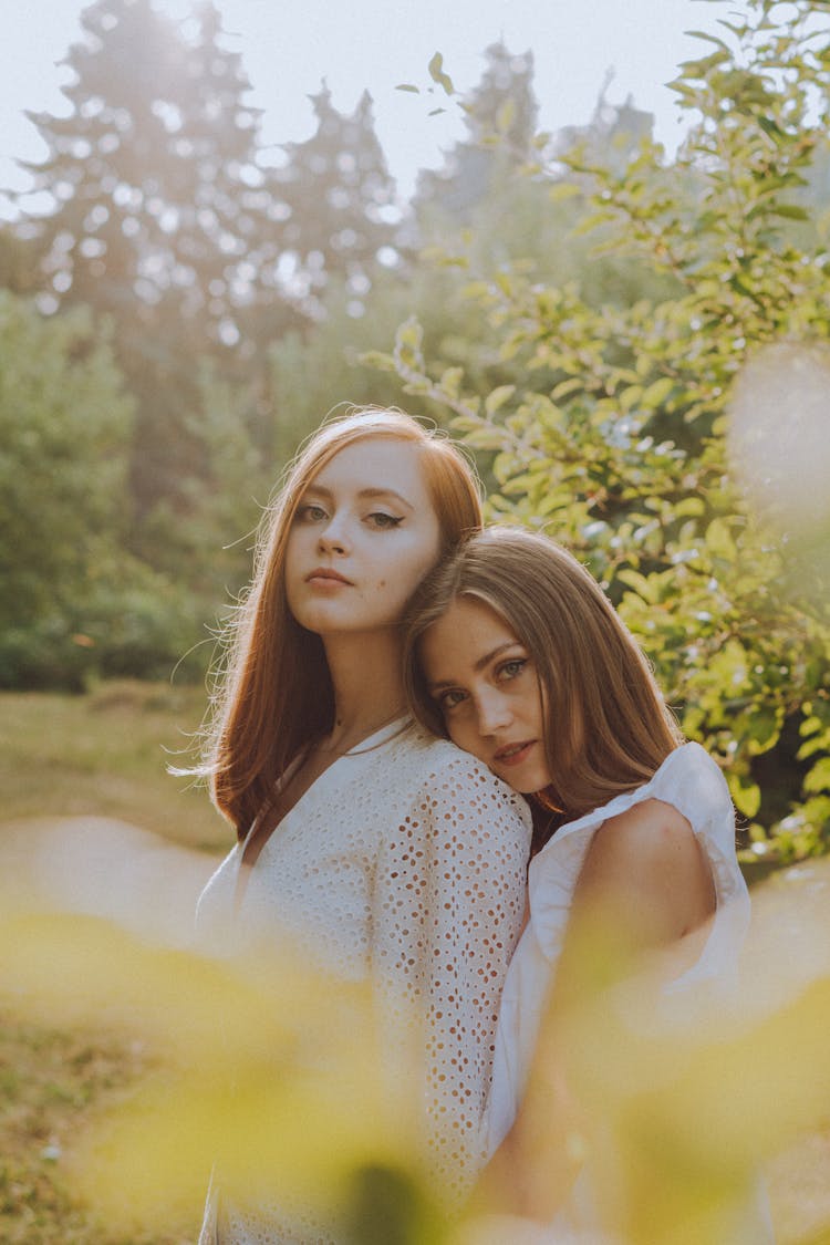 Beautiful Girls Posing Together In Nature