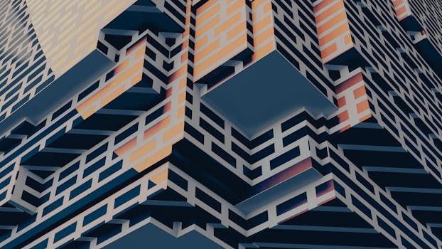 Intricate geometric abstract design with modern, artistic patterns and textures.