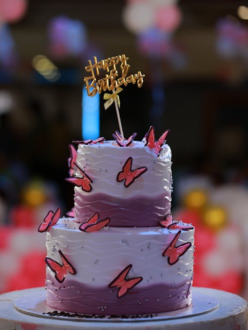 A Birthday Cake with Butterflies