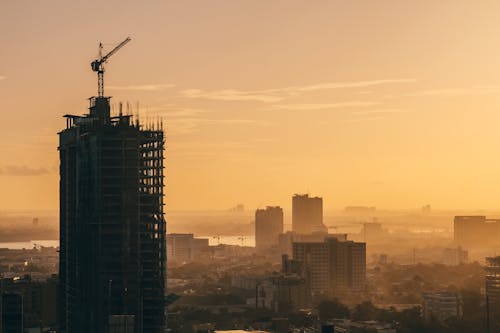 Kostenloses Stock Foto zu dämmerung, drohne erschossen, goldene stunde