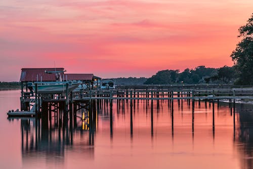 Základová fotografie zdarma na téma dřevěný dok, portské, růžové nebe