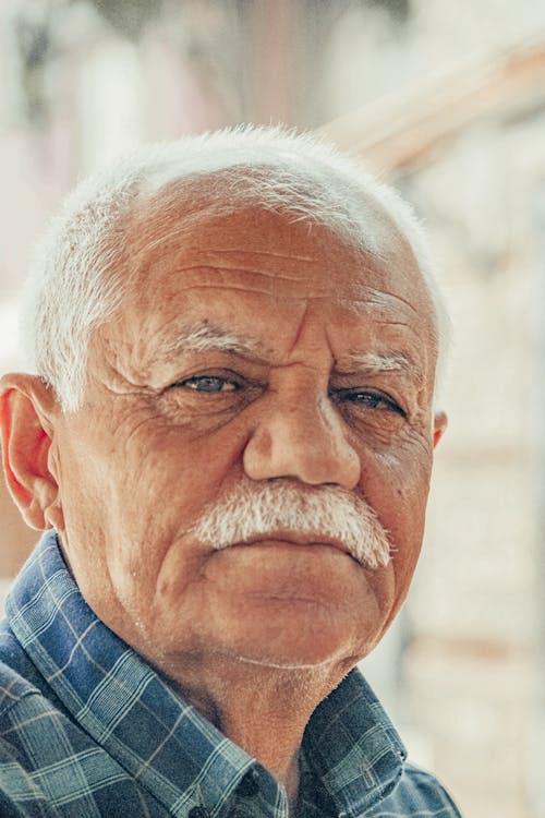 Close-Up Shot of an Elderly Man