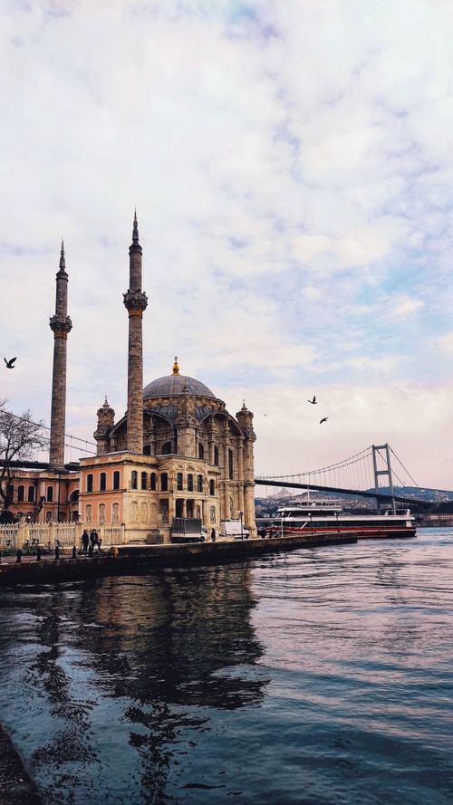Free A vertical shot of Ortaköy Mosque by the Bosphorus Strait in Istanbul, Turkey. Stock Photo